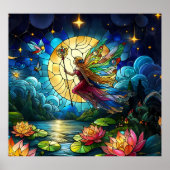 Stained Glass Moonlight Flight Fairy Poster (Voorkant)