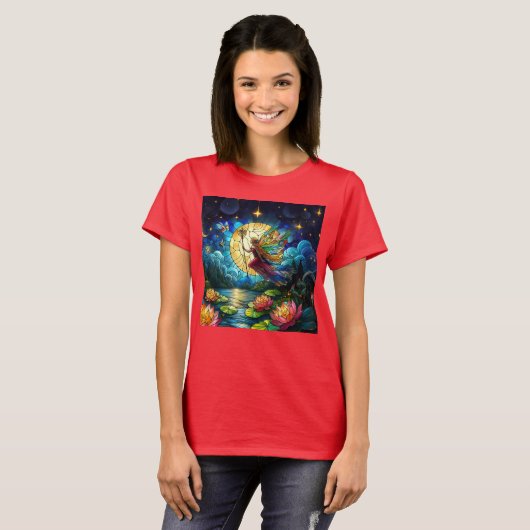 Stained Glass Moonlight Flight Fairy T-shirt (Voorkant volledig)