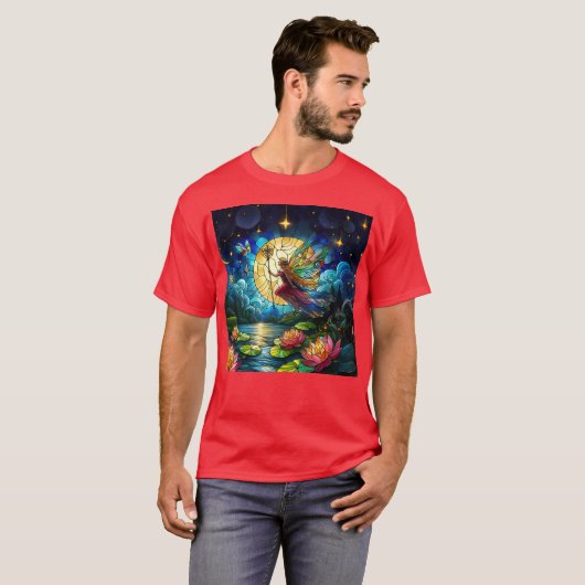 Stained Glass Moonlight Flight Fairy T-shirt (Voorkant volledig)