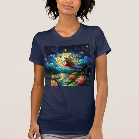 Stained Glass Moonlight Flight Fairy  T-shirt (Voorkant)