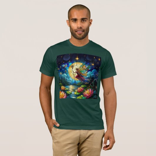 Stained Glass Moonlight Flight Fairy T-shirt (Voorkant volledig)