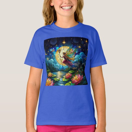 Stained Glass Moonlight Flight Fairy  T-shirt (Voorkant)