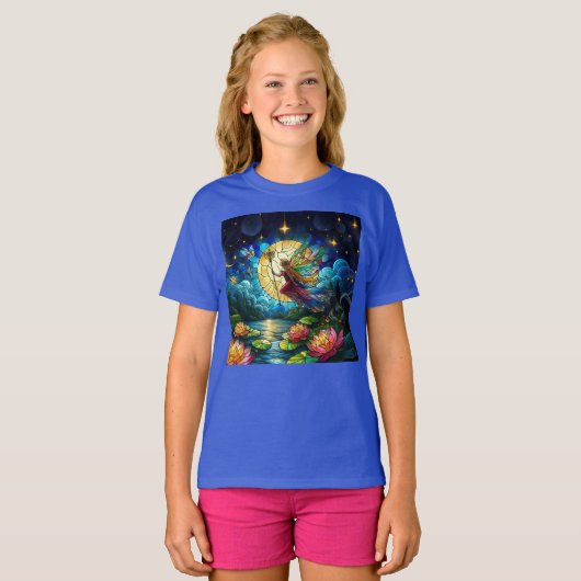 Stained Glass Moonlight Flight Fairy  T-shirt (Voorkant volledig)