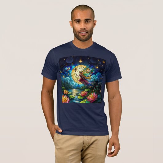 Stained Glass Moonlight Flight Fairy  T-shirt (Voorkant volledig)