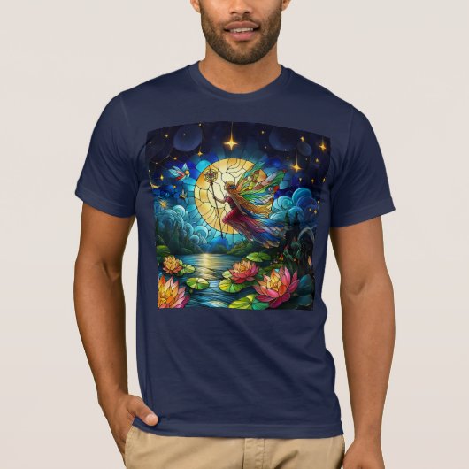 Stained Glass Moonlight Flight Fairy  T-shirt (Voorkant)