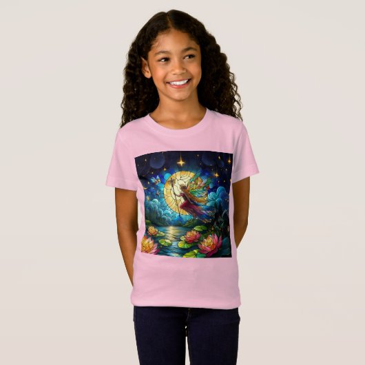 Stained Glass Moonlight Flight Fairy  T-shirt (Voorkant volledig)