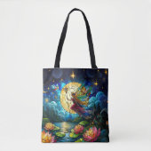 Stained Glass Moonlight Flight Fairy  Tote Bag (Voorkant)