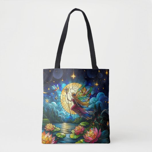 Stained Glass Moonlight Flight Fairy Tote Bag (Voorkant)