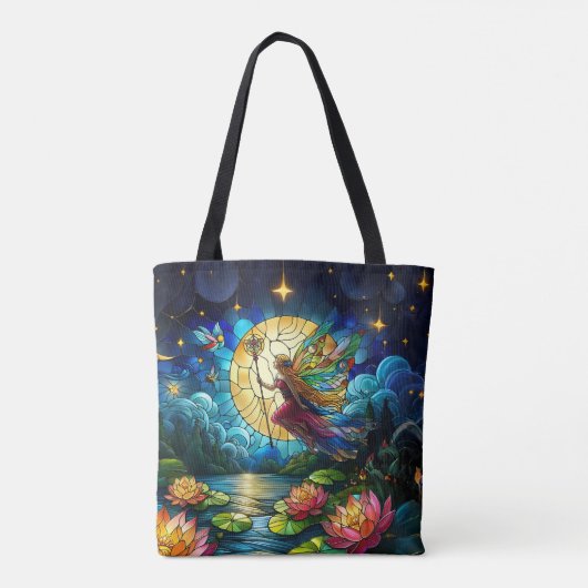 Stained Glass Moonlight Flight Fairy  Tote Bag (Achterkant)