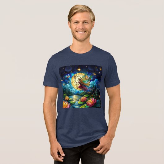 Stained Glass Moonlight Flight Fairy  Tri-Blend Shirt (Voorkant volledig)