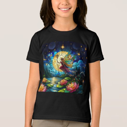Stained Glass Moonlight Flight Fairy  Tri-Blend Shirt (Voorkant)