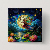 Stained Glass Moonlight Flight Fairy  Vierkante Button 5,1 Cm (Voorkant)