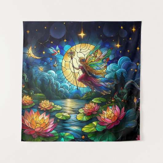 Stained Glass Moonlight Flight Fairy  Wandkleed (Voorkant)