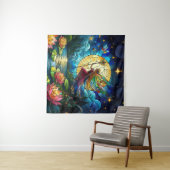 Stained Glass Moonlight Flight Fairy  Wandkleed (In Situ (horizontaal))