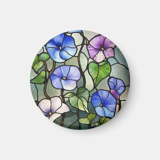 Stained glass morning glories magneet (Voorkant)