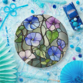 Stained glass morning glories papieren bordje (Feest)