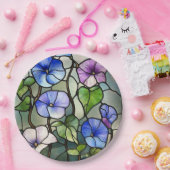 Stained glass morning glories papieren bordje (Feest)