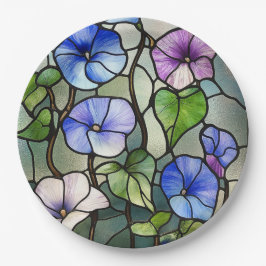 Stained glass morning glories papieren bordje