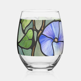 Stained glass morning glories wijnglas zonder voet
