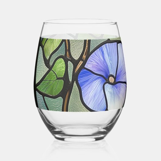 Stained glass morning glories wijnglas zonder voet (Voorkant)