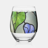 Stained glass morning glories wijnglas zonder voet (Achterkant)