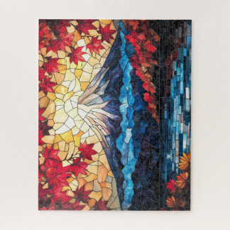 Stained Glass Mount Fuji – Japanese Art Jigsaw Puz Legpuzzel