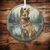 Stained Glass Mountain German Shepherd Dog Glas Ornament