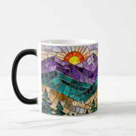 Stained Glass Mountain Sunrise Mug Magische Mok