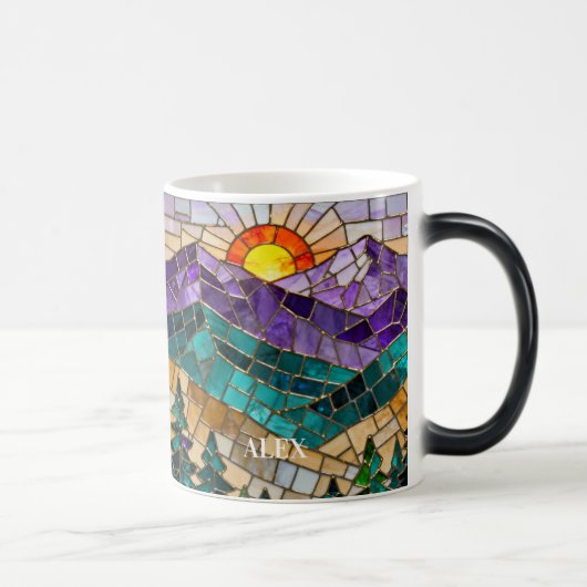 Stained Glass Mountain Sunrise Mug  Magische Mok (Rechts)