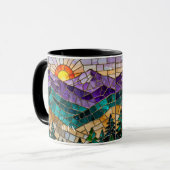 Stained Glass Mountain Sunrise Mug  Mok (Voorkant links)