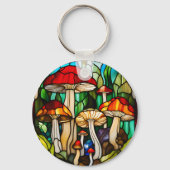 Stained Glass Mushroom Art Sleutelhanger (Voorkant)
