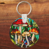 Stained Glass Mushroom Art Sleutelhanger (Voorkant)