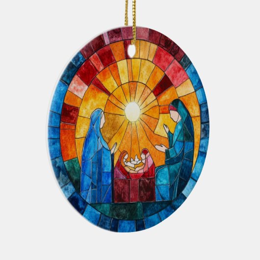 Stained Glass Nativity Scene Christmas Ornament (Rechts)