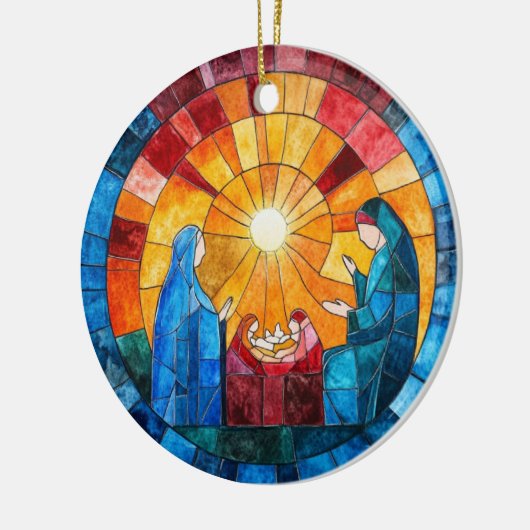 Stained Glass Nativity Scene Christmas Ornament (Links)