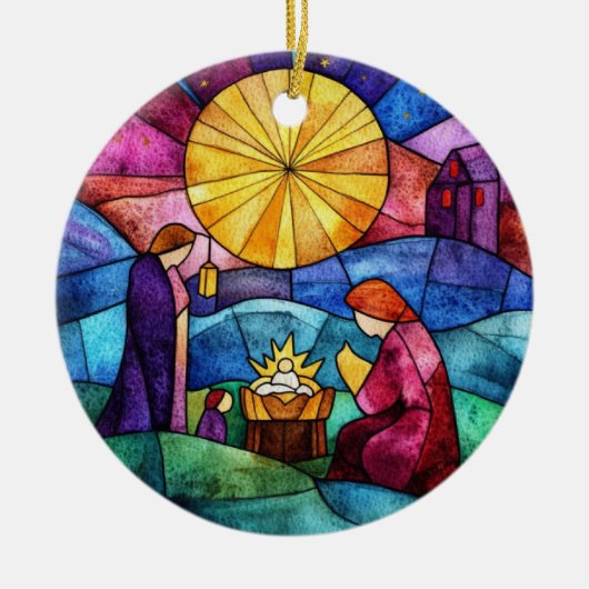 Stained Glass Nativity Scene Christmas Ornament (Voorkant)