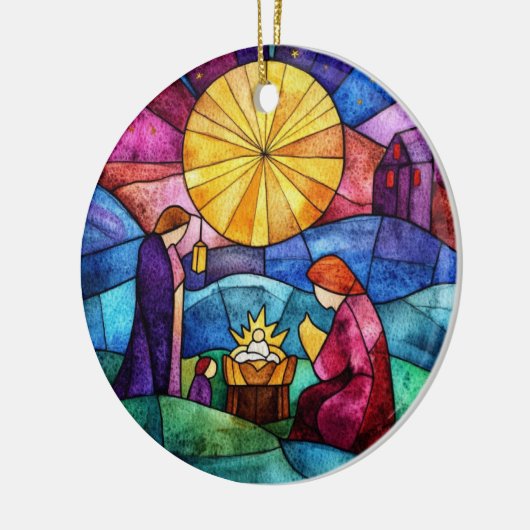 Stained Glass Nativity Scene Christmas Ornament (Links)