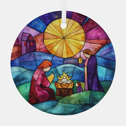 Stained Glass Nativity Scene Christmas Ornament (Achterkant)