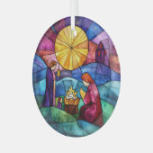 Stained Glass Nativity Scene Christmas Ornament (Voorkant links)