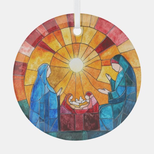Stained Glass Nativity Scene Christmas Ornament (Voorkant)