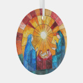 Stained Glass Nativity Scene Christmas Ornament (Voorkant Rechts)