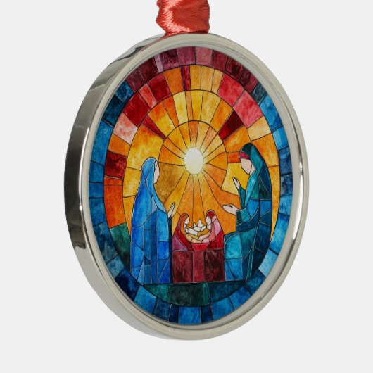 Stained Glass Nativity Scene Christmas Ornament (Rechts)