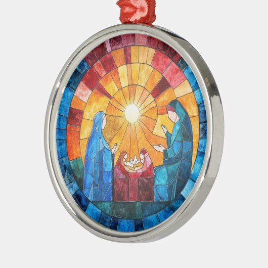 Stained Glass Nativity Scene Christmas Ornament (Links)