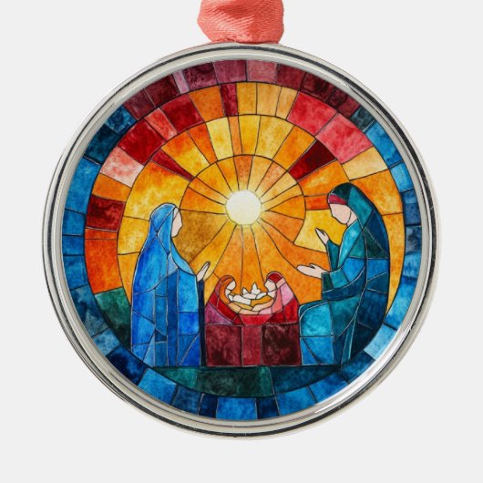 Stained Glass Nativity Scene Christmas Ornament (Voorkant)