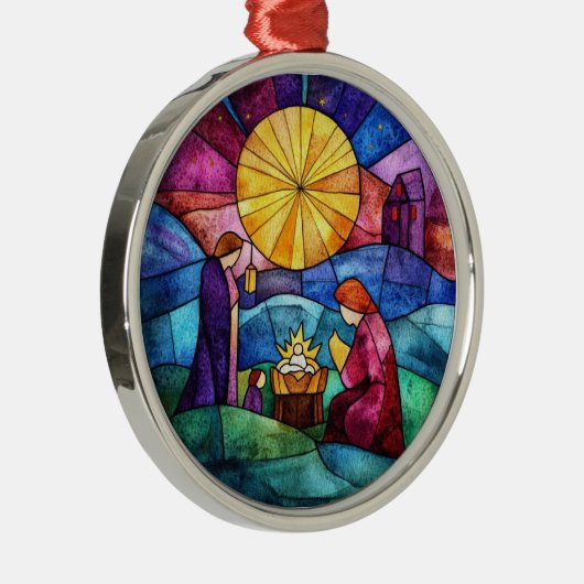 Stained Glass Nativity Scene Christmas Ornament (Rechts)