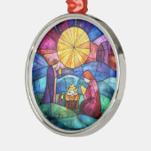 Stained Glass Nativity Scene Christmas Ornament (Links)