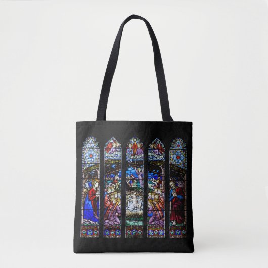 Stained Glass Nativity Scene Holiday Card Tote Bag (Voorkant)