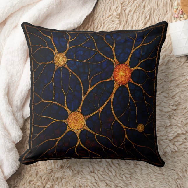 "Stained Glass Neural Network Throw Pillow" Kussen (Deken)