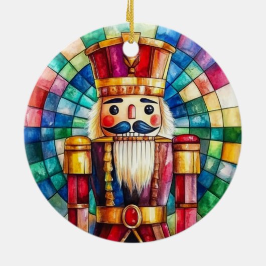 Stained Glass Nutcracker Personalized Christmas Keramisch Ornament (Achterkant)