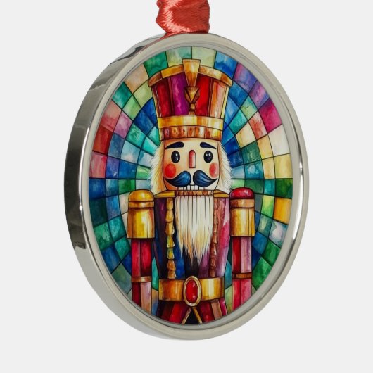 Stained Glass Nutcracker Personalized Christmas Metalen Ornament (Rechts)