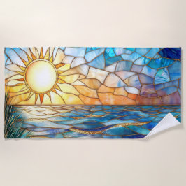 Stained Glass Ocean Sunset Beach Towel Strandlaken